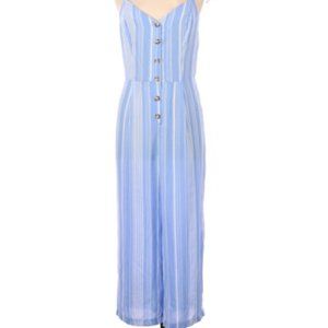 Candie’s light blue and white striped jumpsuit. L